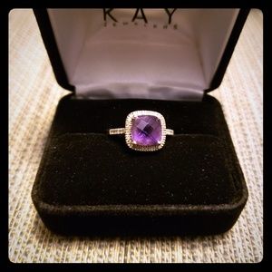 10k amethyst and diamond ring *sold*💗